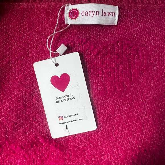 Caryn Lawn Pink “Cape Heart” Sweater One Size New With Tags! - Picture 6 of 6